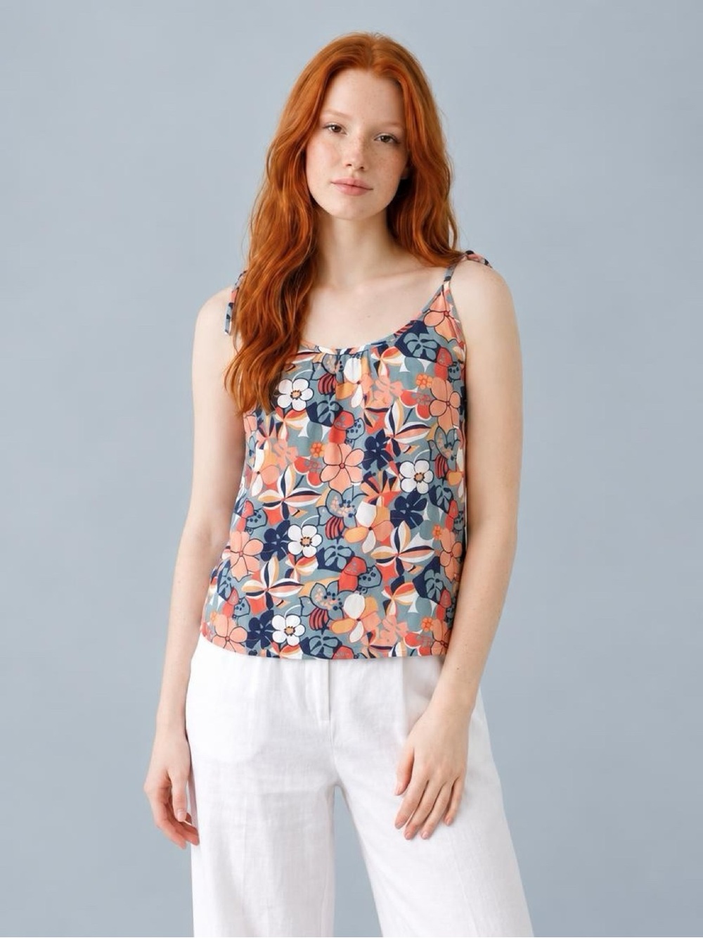 ModCloth Sleeveless Tie Strap Floral Cami Tank Top Size Medium